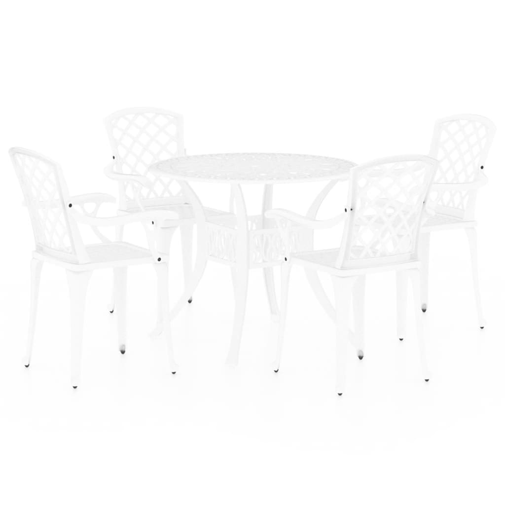 vidaXL mesa y sillas de bistró 5 piezas aluminio fundido blanco