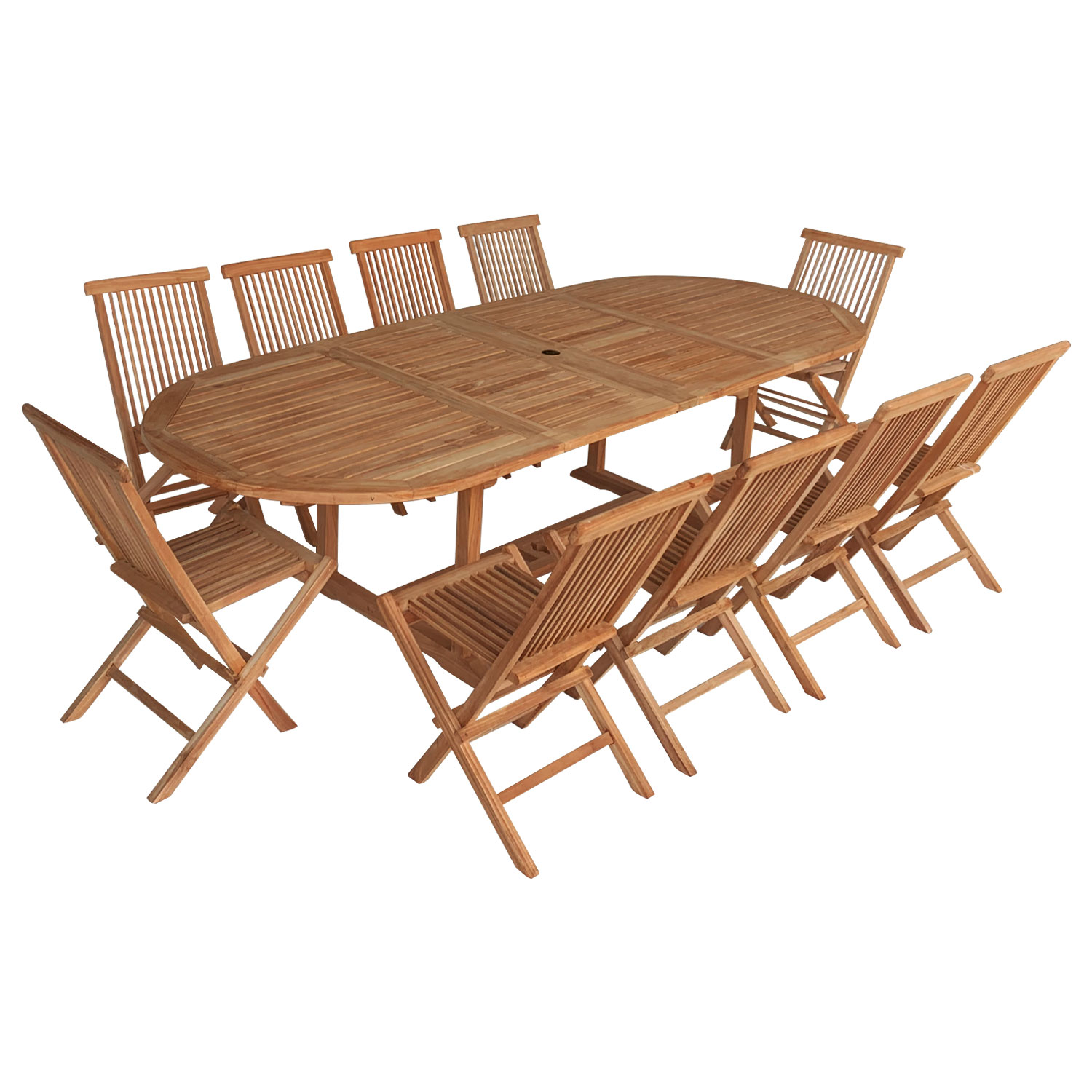 Muebles de jardín de teca lombok mesa extensible ovalada 10 plazas