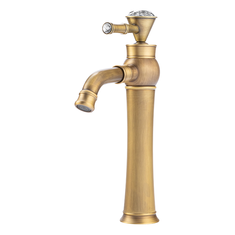 Grifo lavabo caño alto monomando retro, bronce
