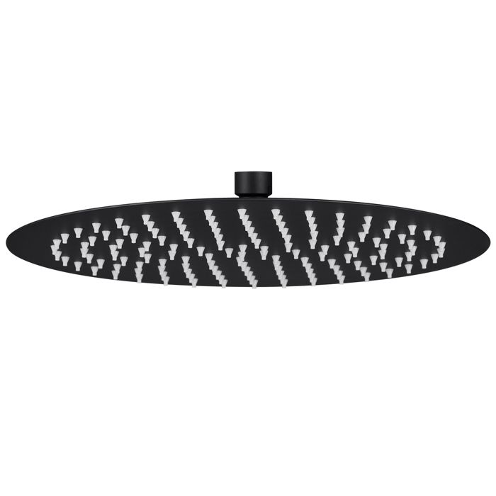 Cabezal de ducha - redondo - negro - 20cm - inox - ultra-fino - anticalcáre