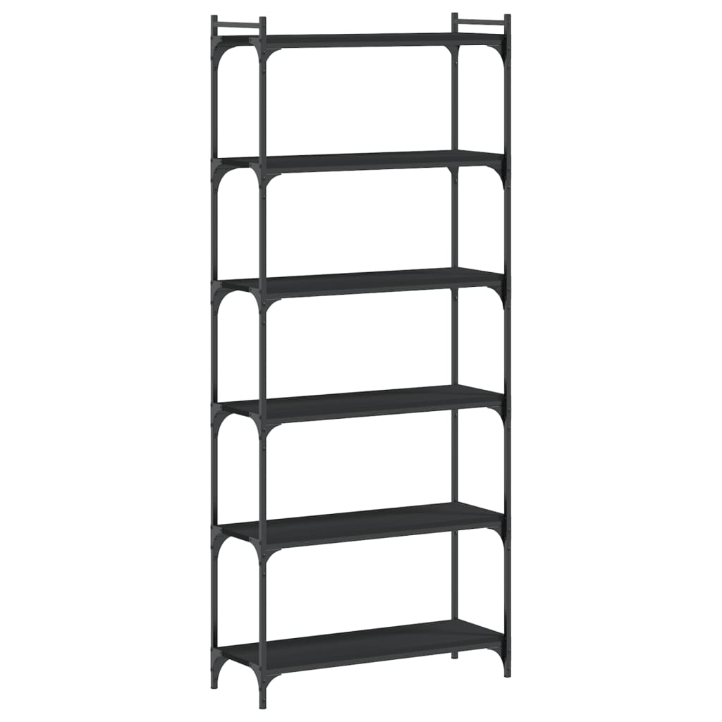 vidaXL librería de 6 estantes madera de ingeniería negro 80x30x188 cm