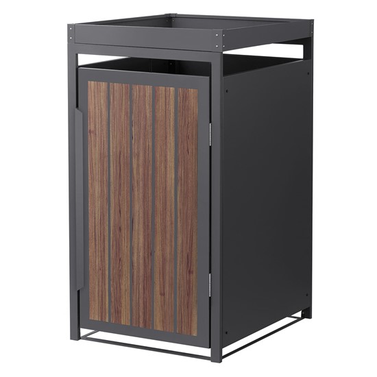 Cobertizo para cubo de basura 240l antracita roble oscuro con macetero