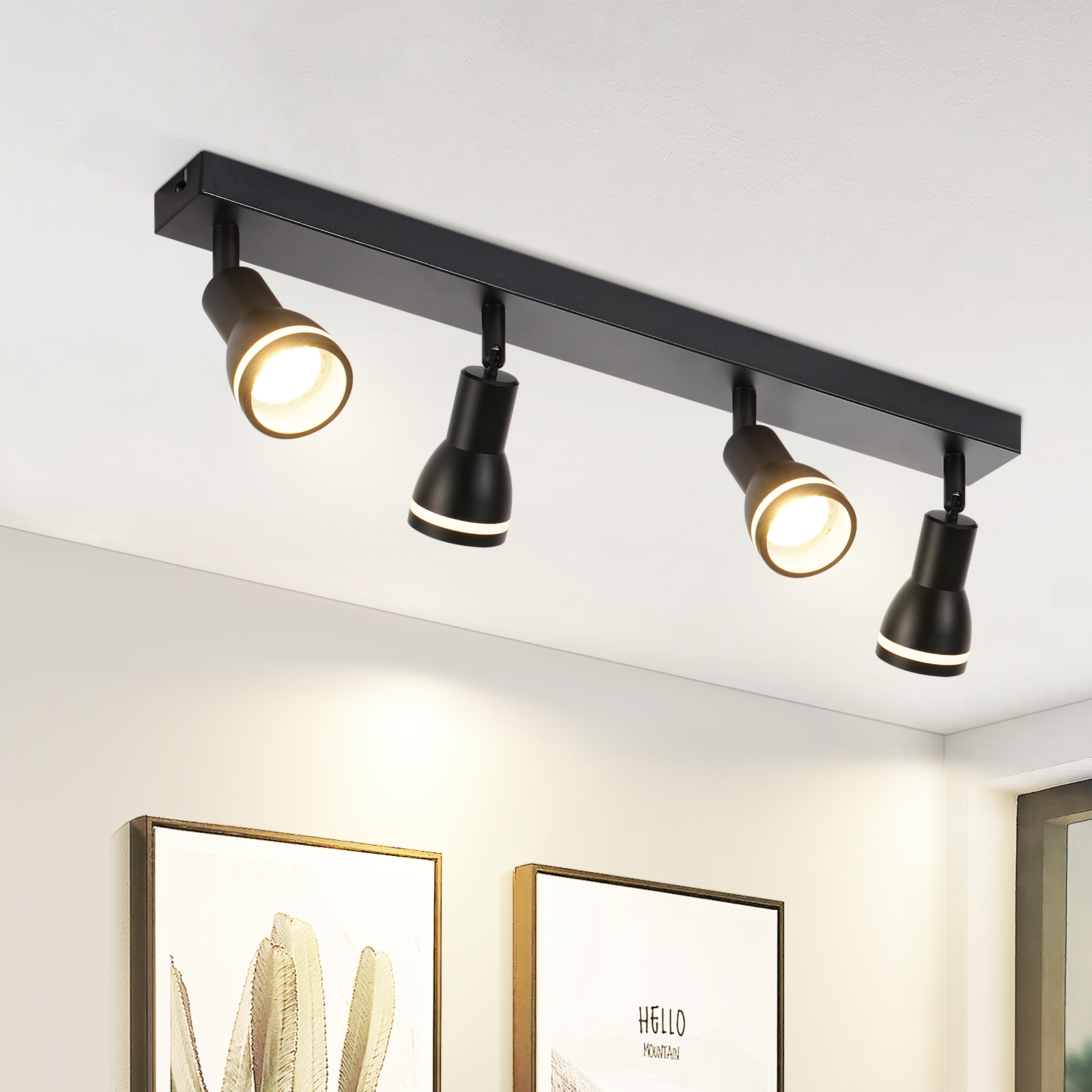 Nettlife lámpara de techo negro gu10 55x5
