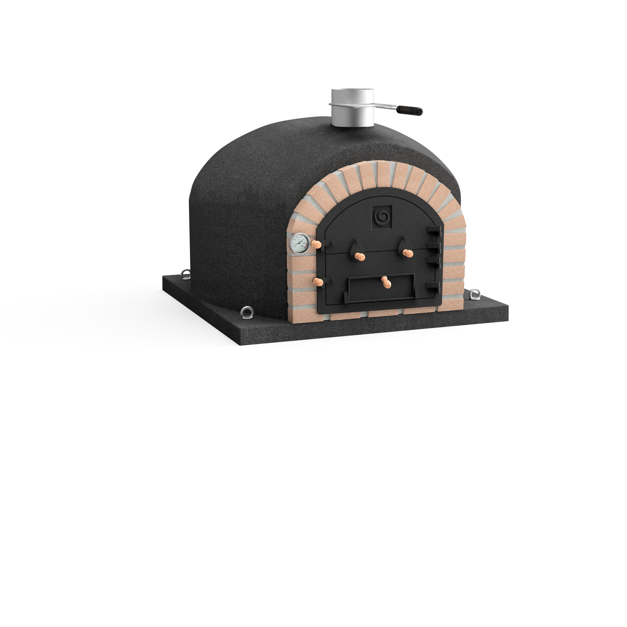 Horno de leña exterior de obra modelo vesuvius negro - 120x120x85cm