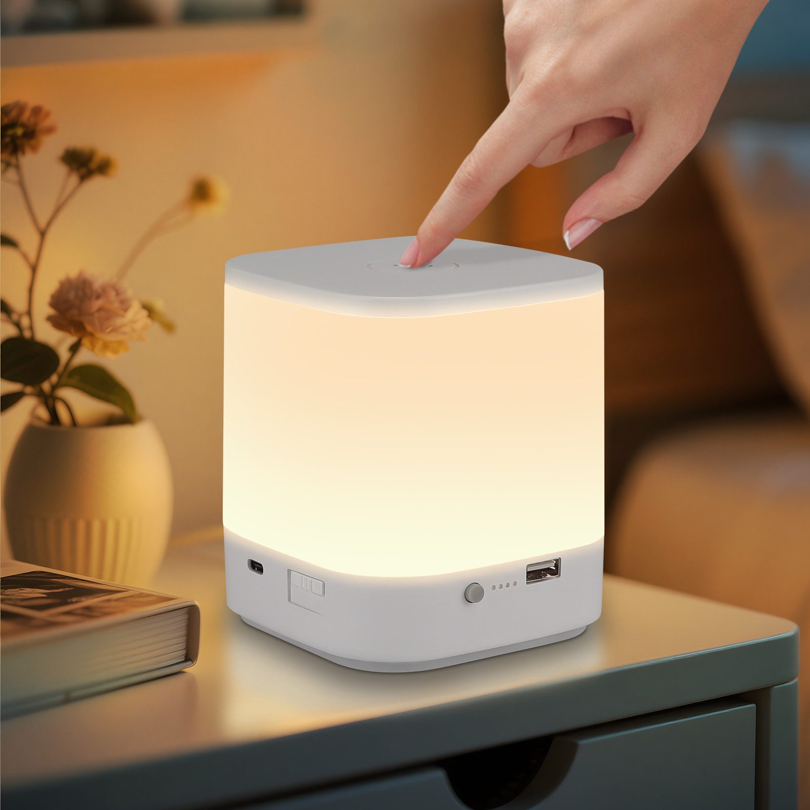 Nettlife lámpara de mesa LED blanco 9.8x9.8