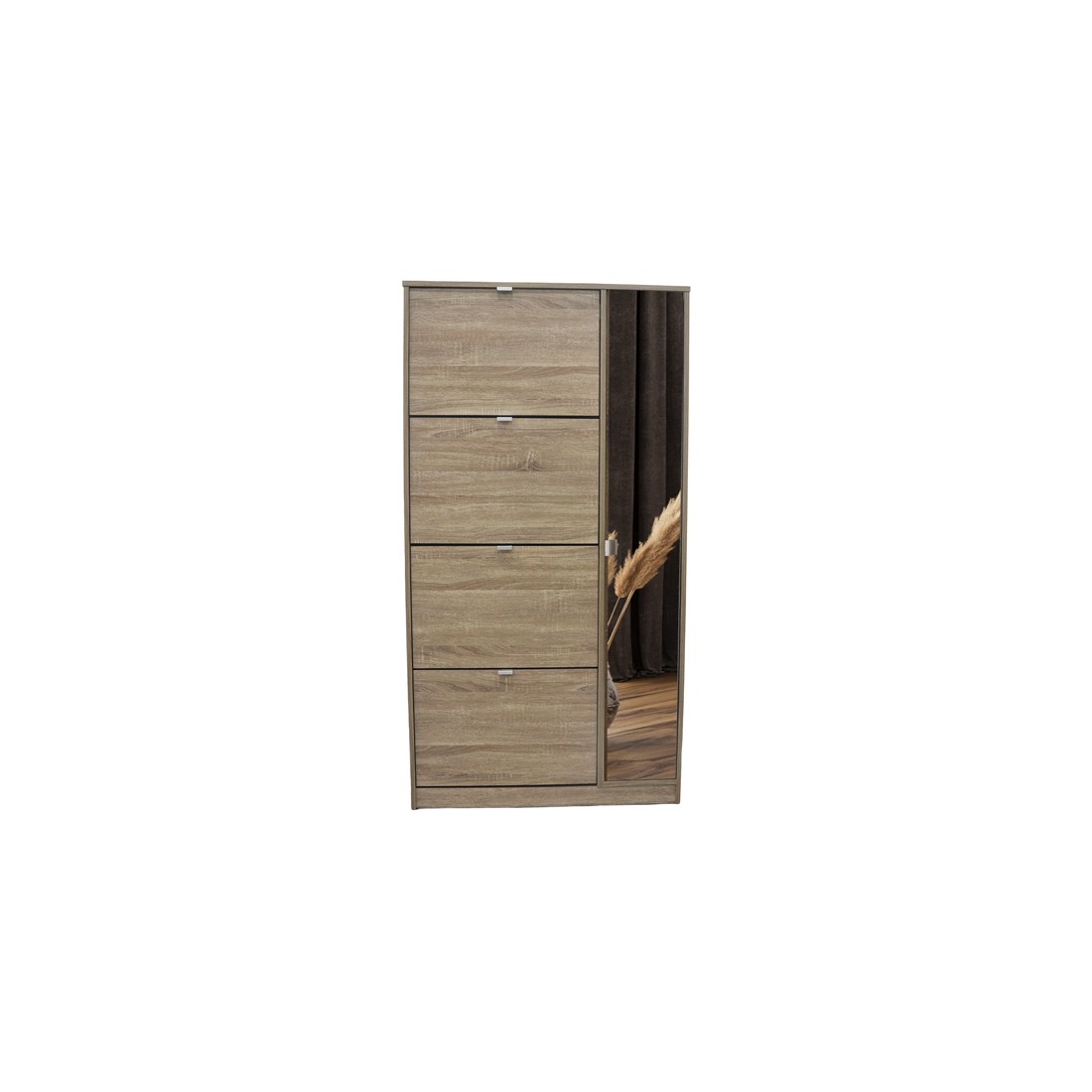 Mueble para zapatos mexico – 4 cajones y 1 puerta con espejo – color roble