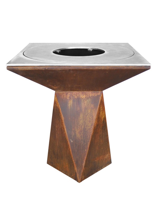 Barbacoa con parrilla, patas y funda protectora - g1 corten