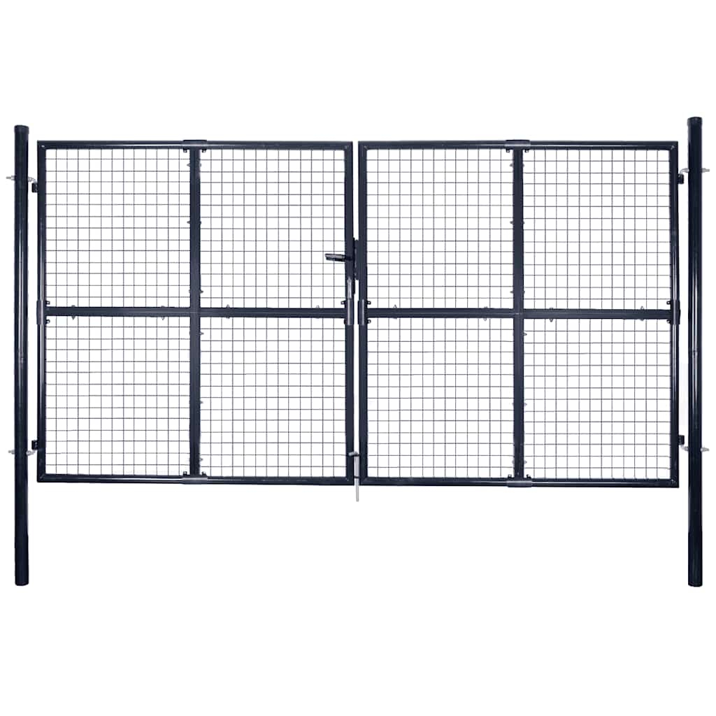vidaXL puerta de jardín de malla acero galvanizado 300x200 cm gris