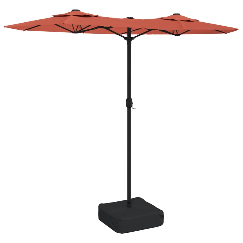 vidaXL sombrilla doble de jardín con luces LED terracota 316x145 cm