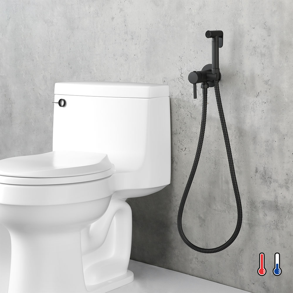 Kibath grifo wc higiene íntima 2 aguas negro mate fabricado en latón