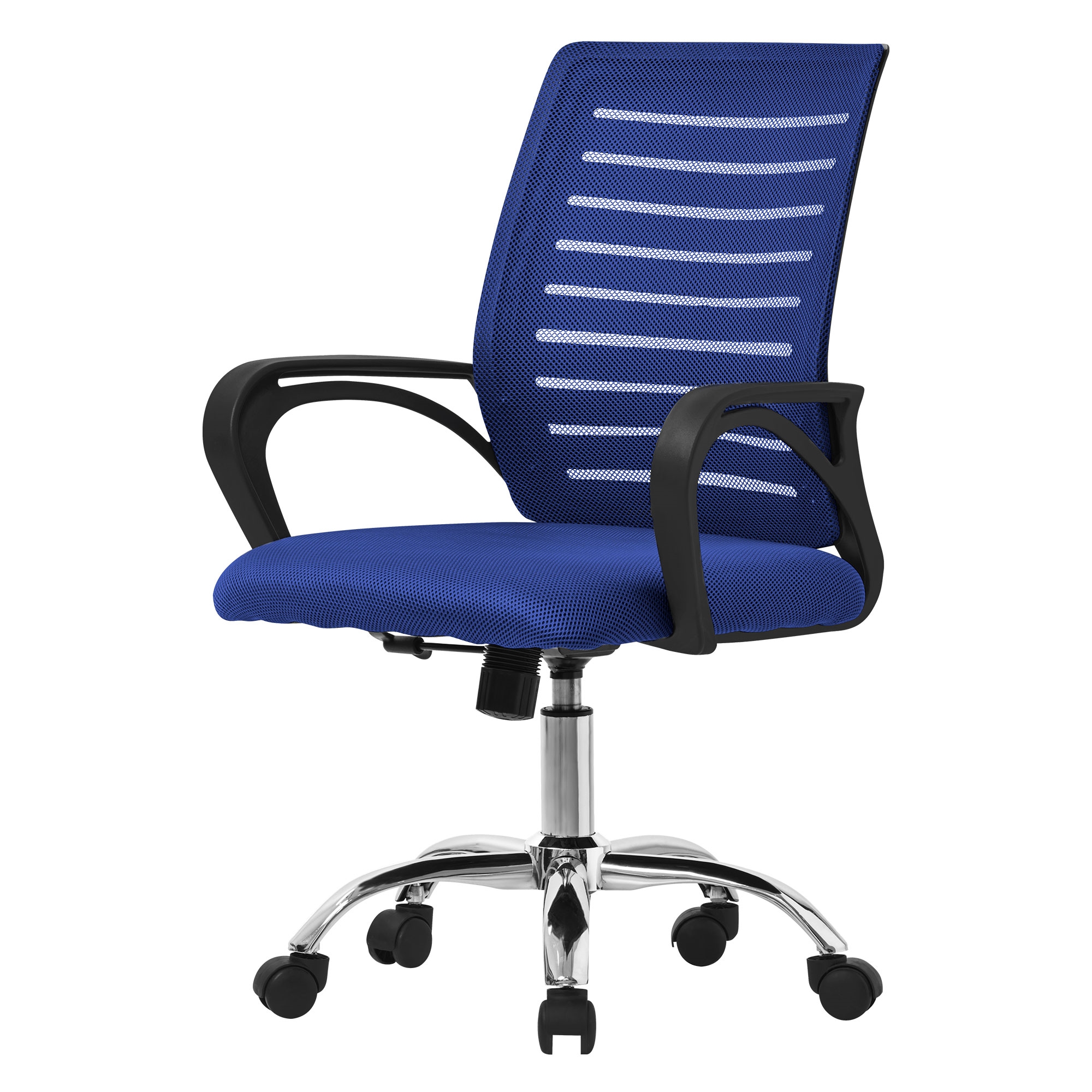 Silla de oficina ergonomica azul regulable tapizado de malla