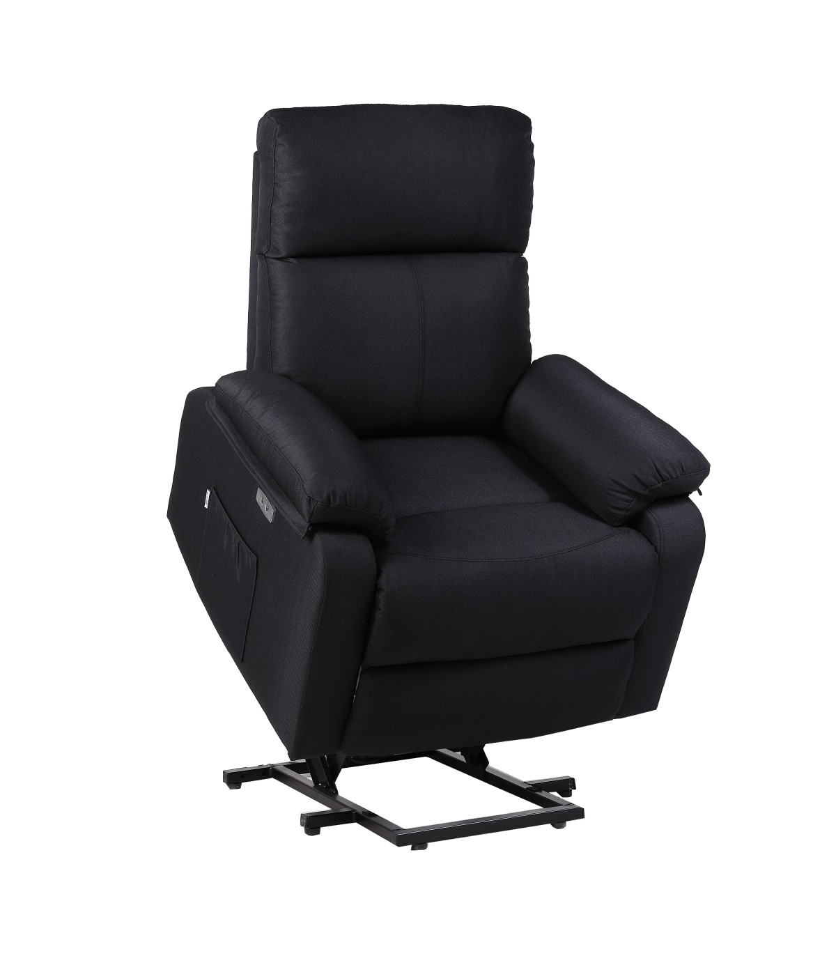 Ecode® sillón eléctrico de tela Negro con levantapersonas calor y usb