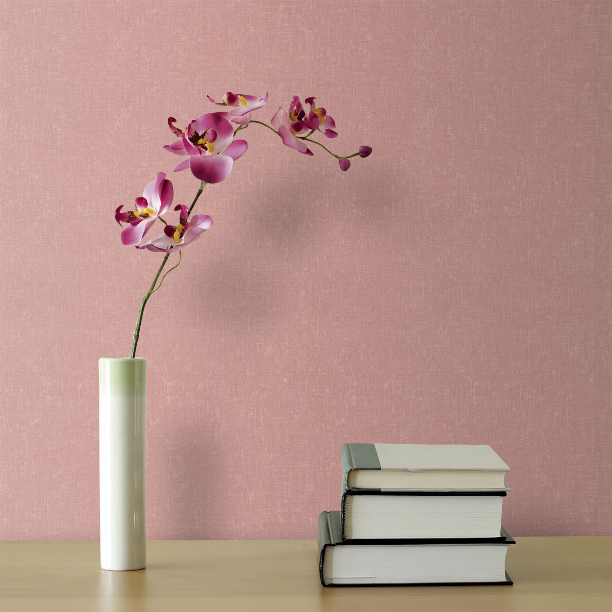 Papel pintado tnt esterilla con efecto textil rosa