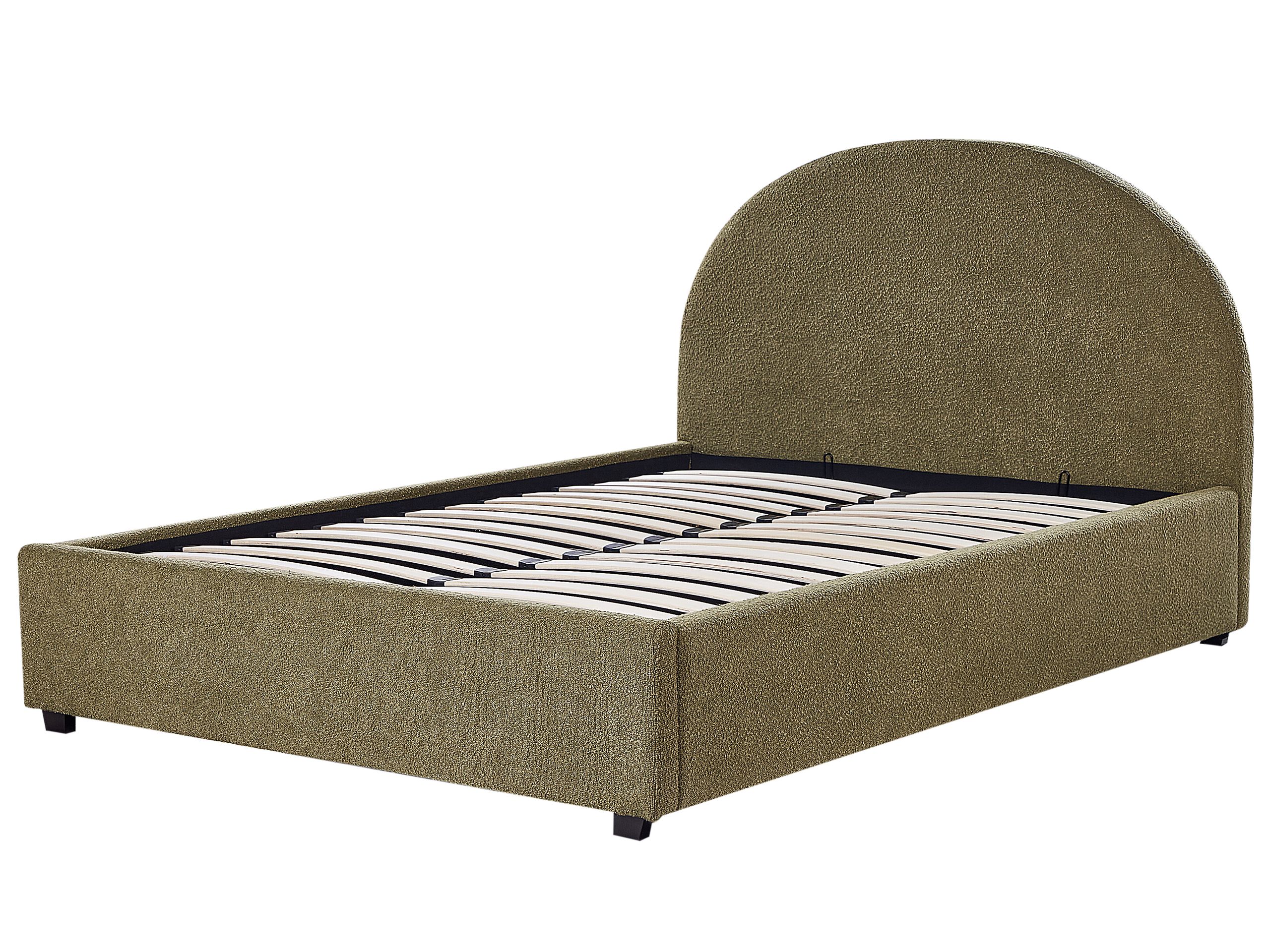 Cama con almacenaje vaucluse bouclé verde oliva 140 x 200 cm