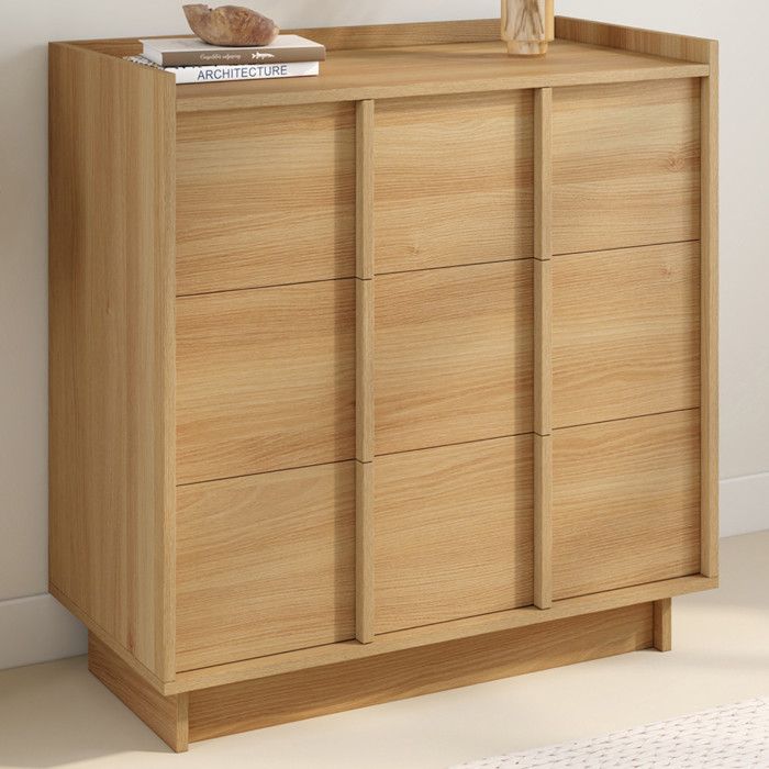 Cómoda de 3 cajones de madera de haya rosie - 80 cm