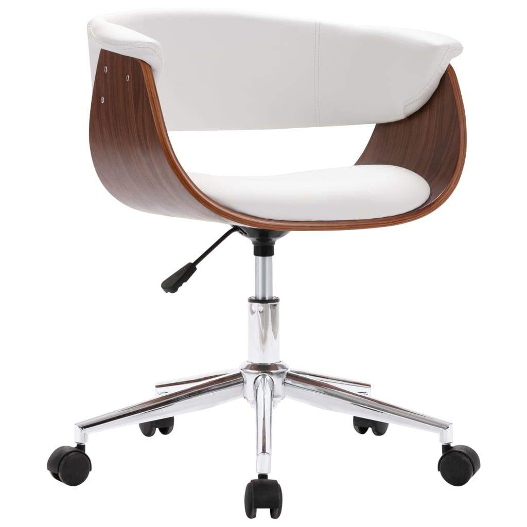 Silla giratoria de oficina/estudio de madera curvada y piel