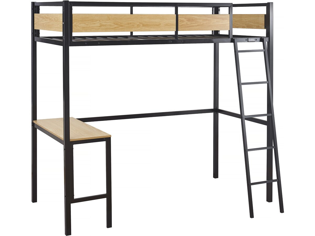 Cama entrepiso "ethan" con escritorio - 90 x 190 cm - negro