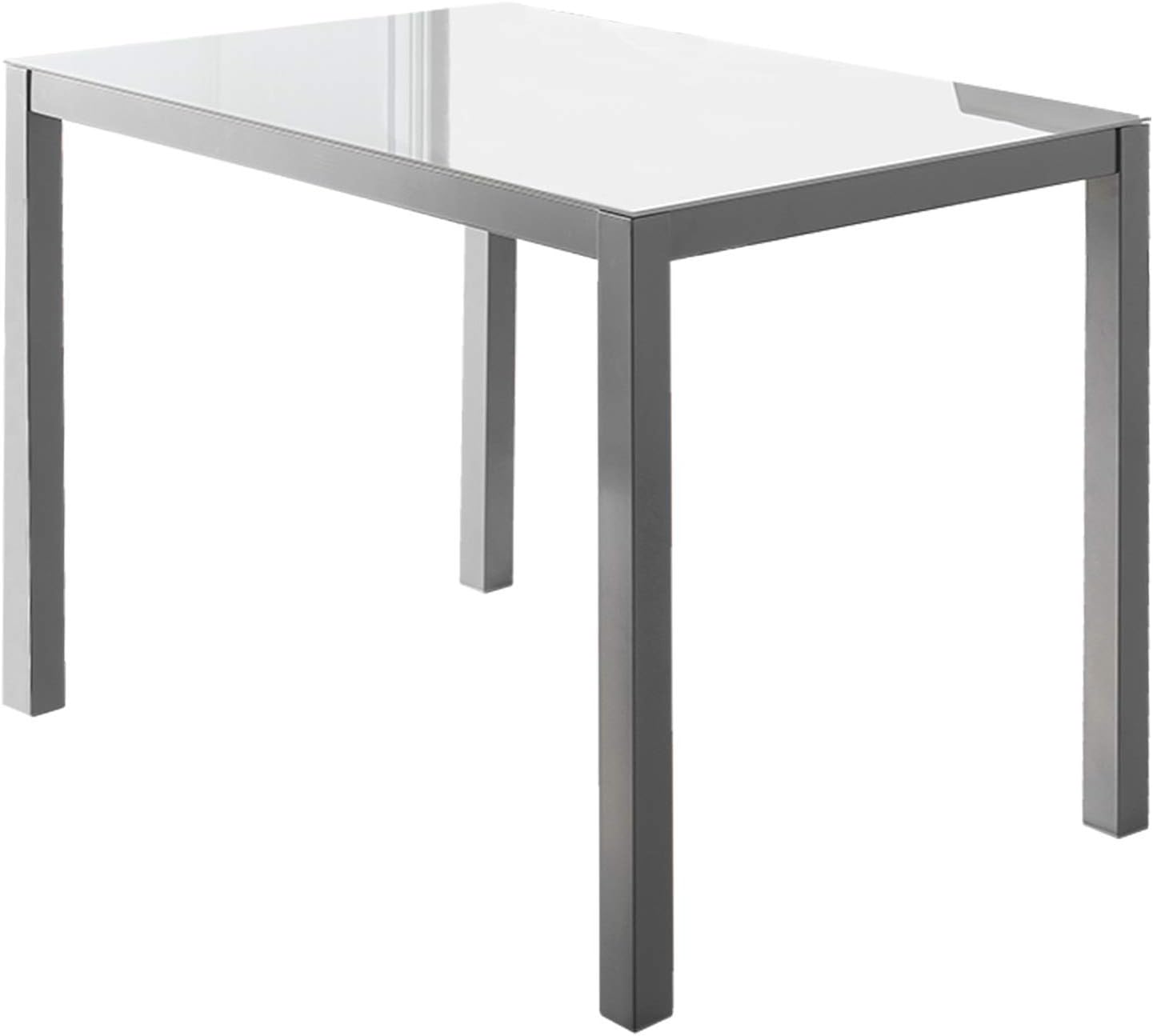 Momma Home mesa cocina Melbourne, cristal blanco, patas metal
