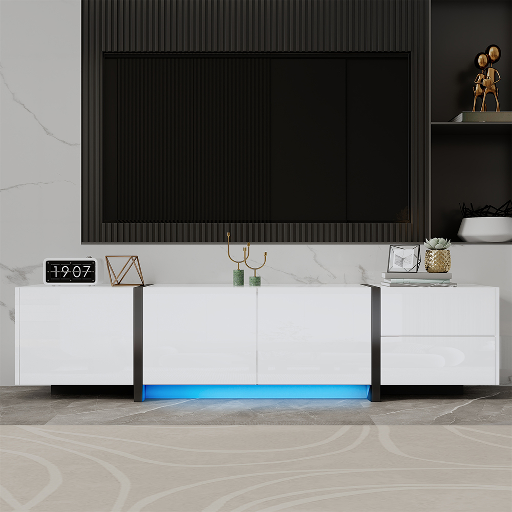 Mueble para tv,blanco brillante+patas negras.