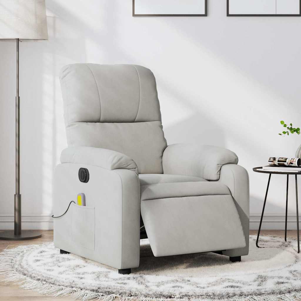 Sillón reclinable masaje eléctrico tela microfibra gris claro qweo8771