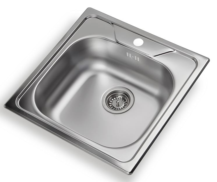 Fregadero de cocina de 1 cubeta, acero inoxidable satinado.