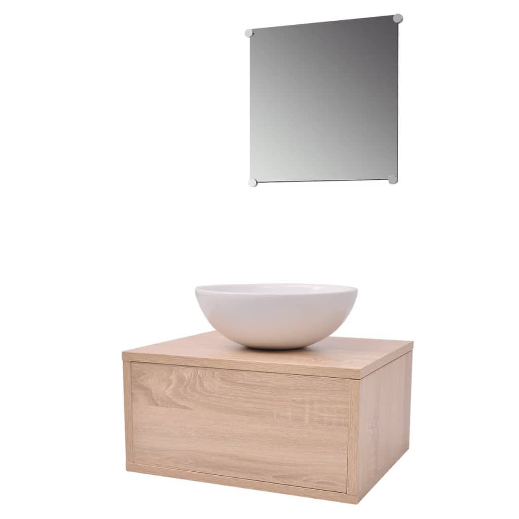 vidaXL conjunto de mueble y lavabo 3 piezas beige