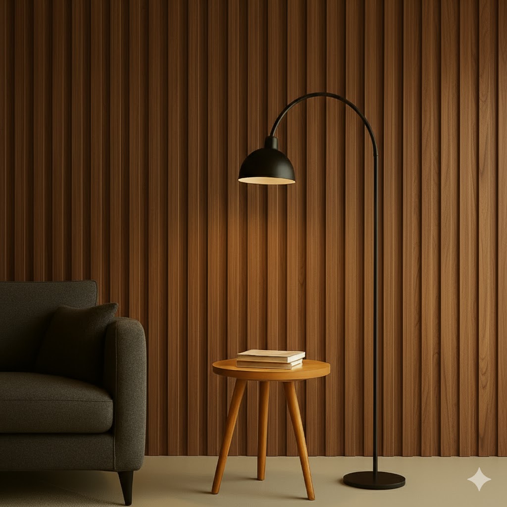 Panel de pared 3d de mdf macizo en nogal satinado, 2760mmx750 mm, ondulado