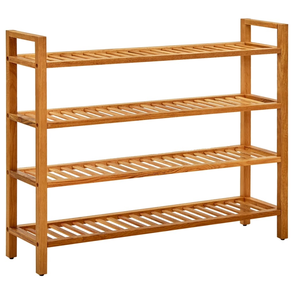 vidaXL zapatero con 4 estantes madera maciza de roble 100x27x80 cm