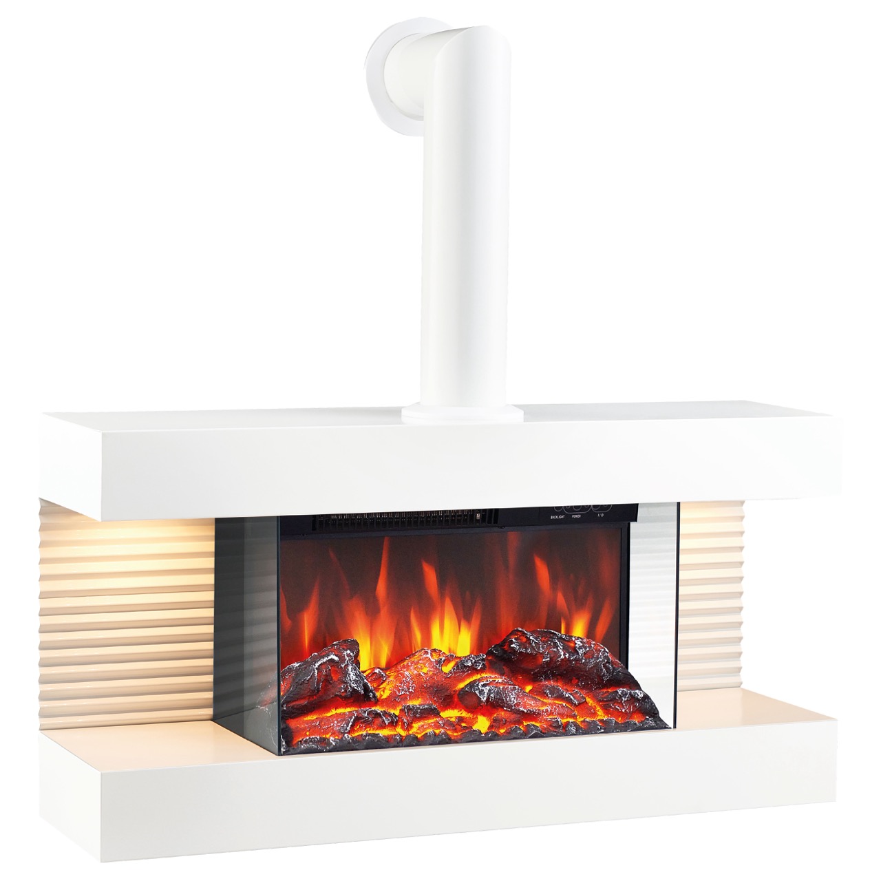 KAMINIO eléctrica chimenea LIZ con tubo de chimenea - blanco