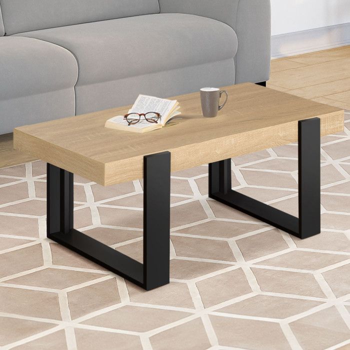 Mesa baja rectangular phoenix - efecto madera - negro - 110x60 cm