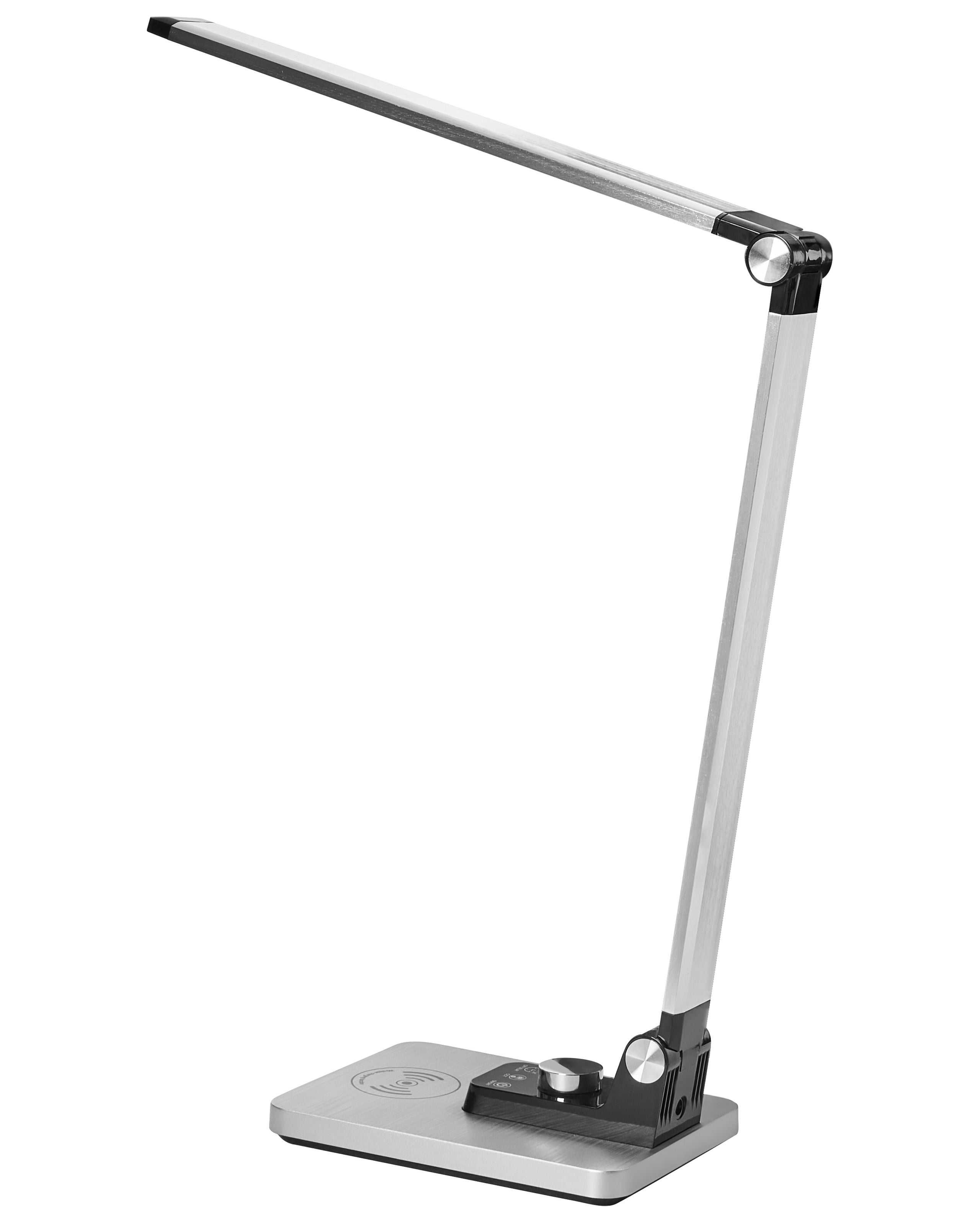 Lámpara LED de escritorio enif con cargador inalámbrico plateado