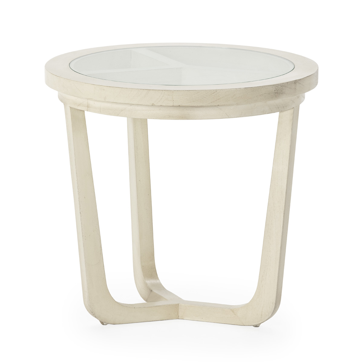 Mesa auxiliar 50x50x48 madera blanco velado, cristal