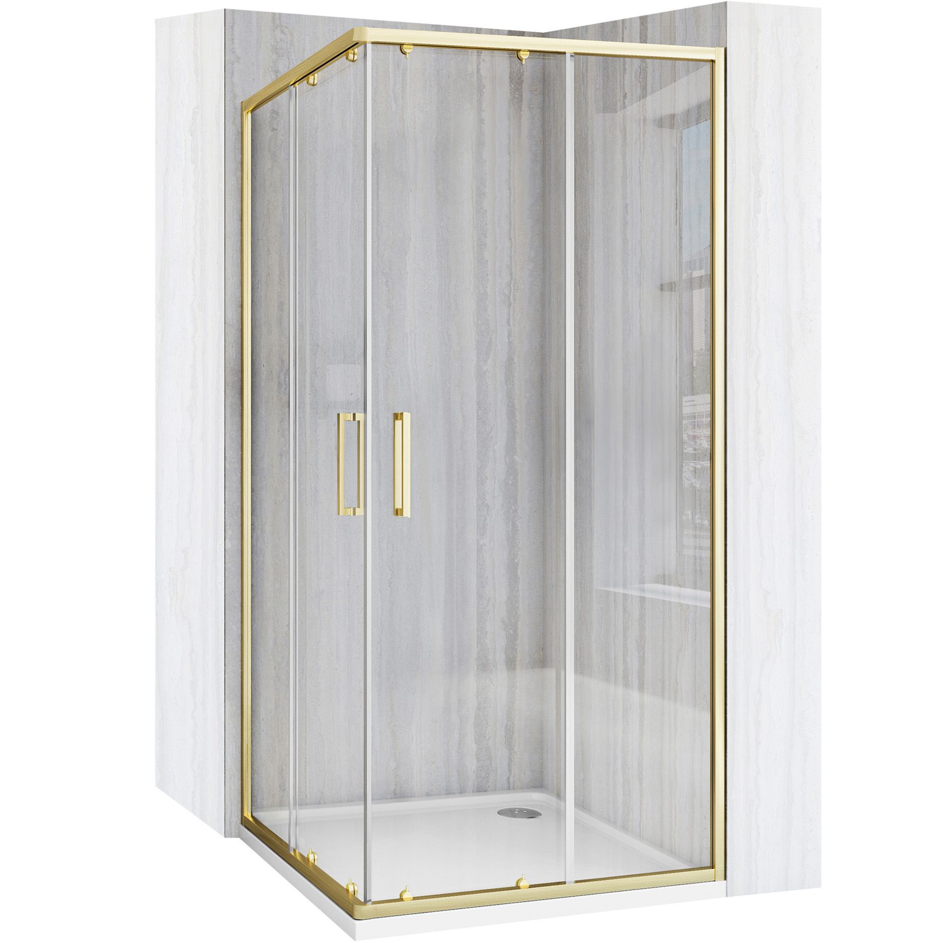 Cabina de la ducha rea city 80x80 gold brush sin plato de ducha