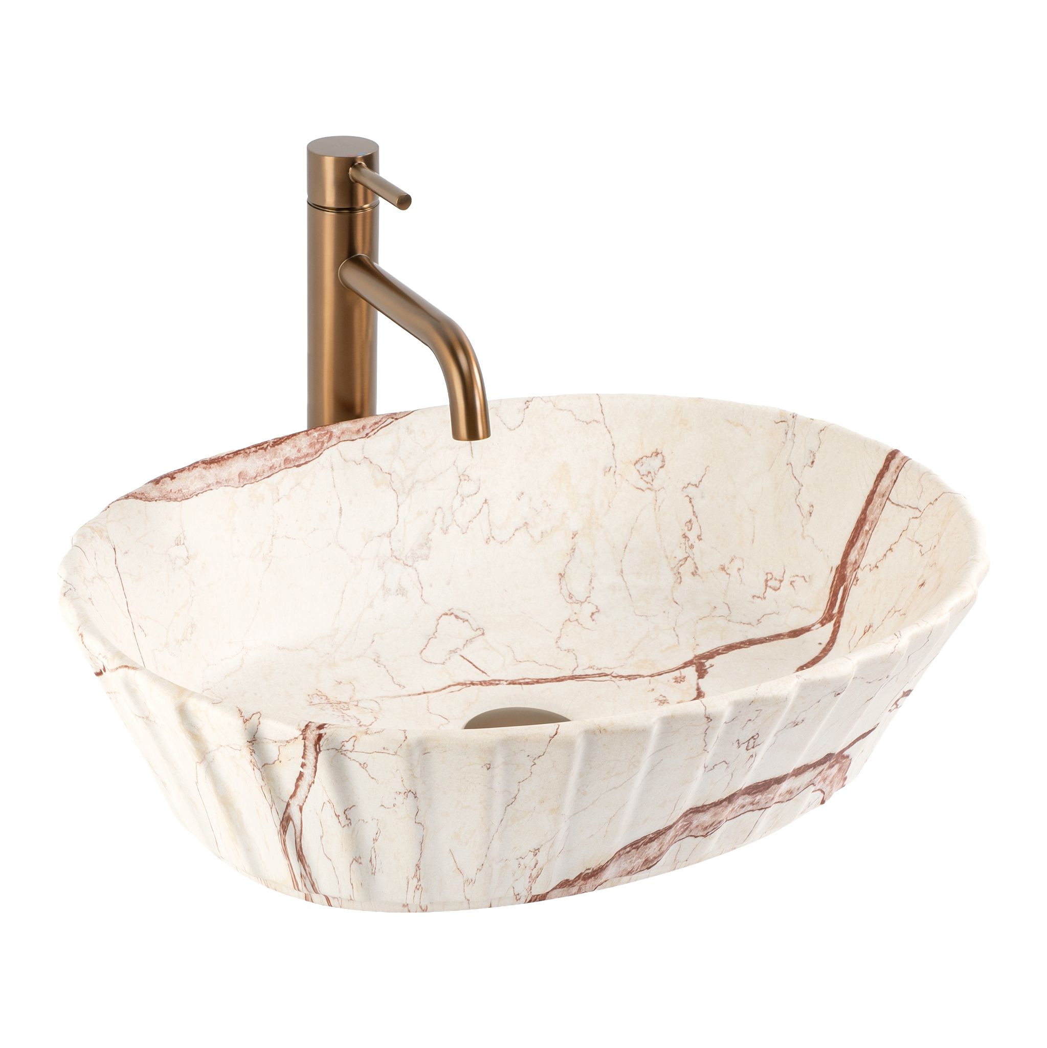 Rea lavabo sobre encimera samanta zen beige, stone imitation, 38x50x13 cm