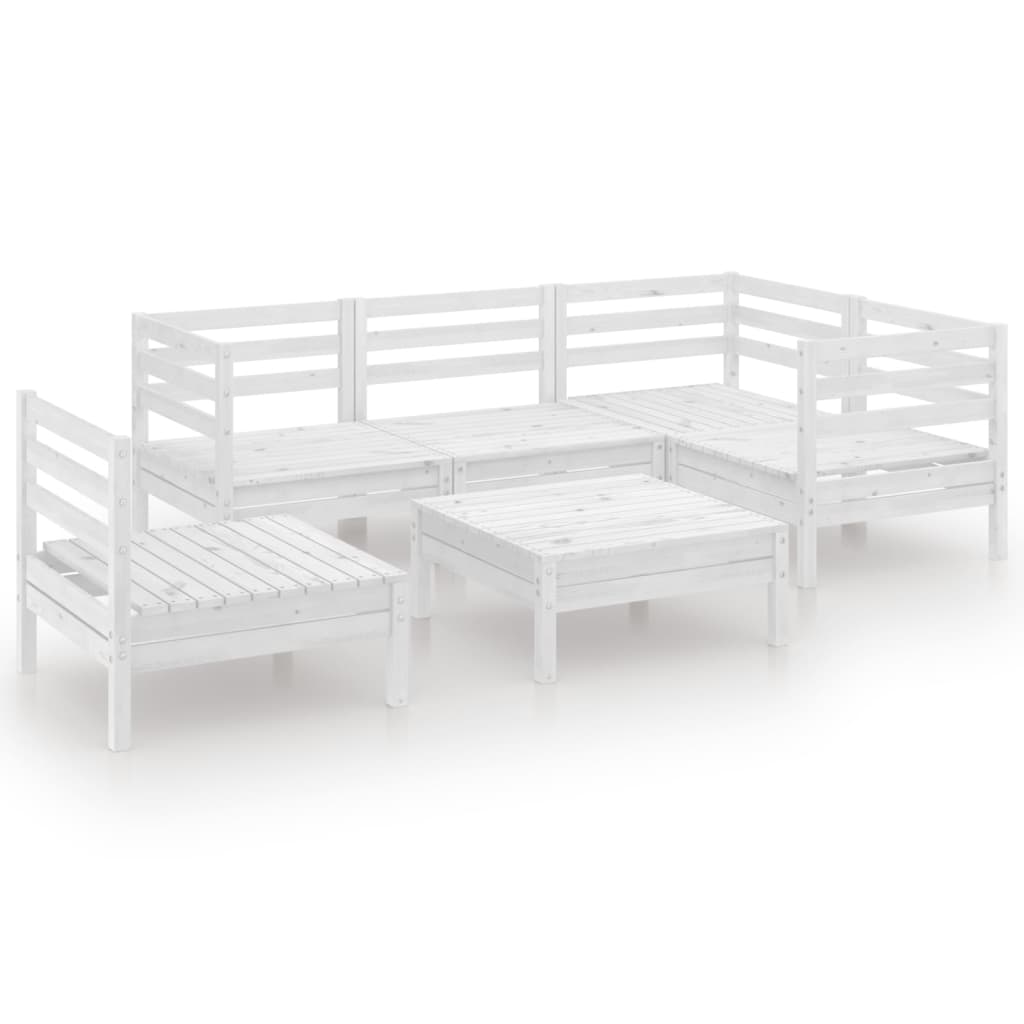 vidaXL juego de muebles de jardín 6 piezas madera maciza pino blanco