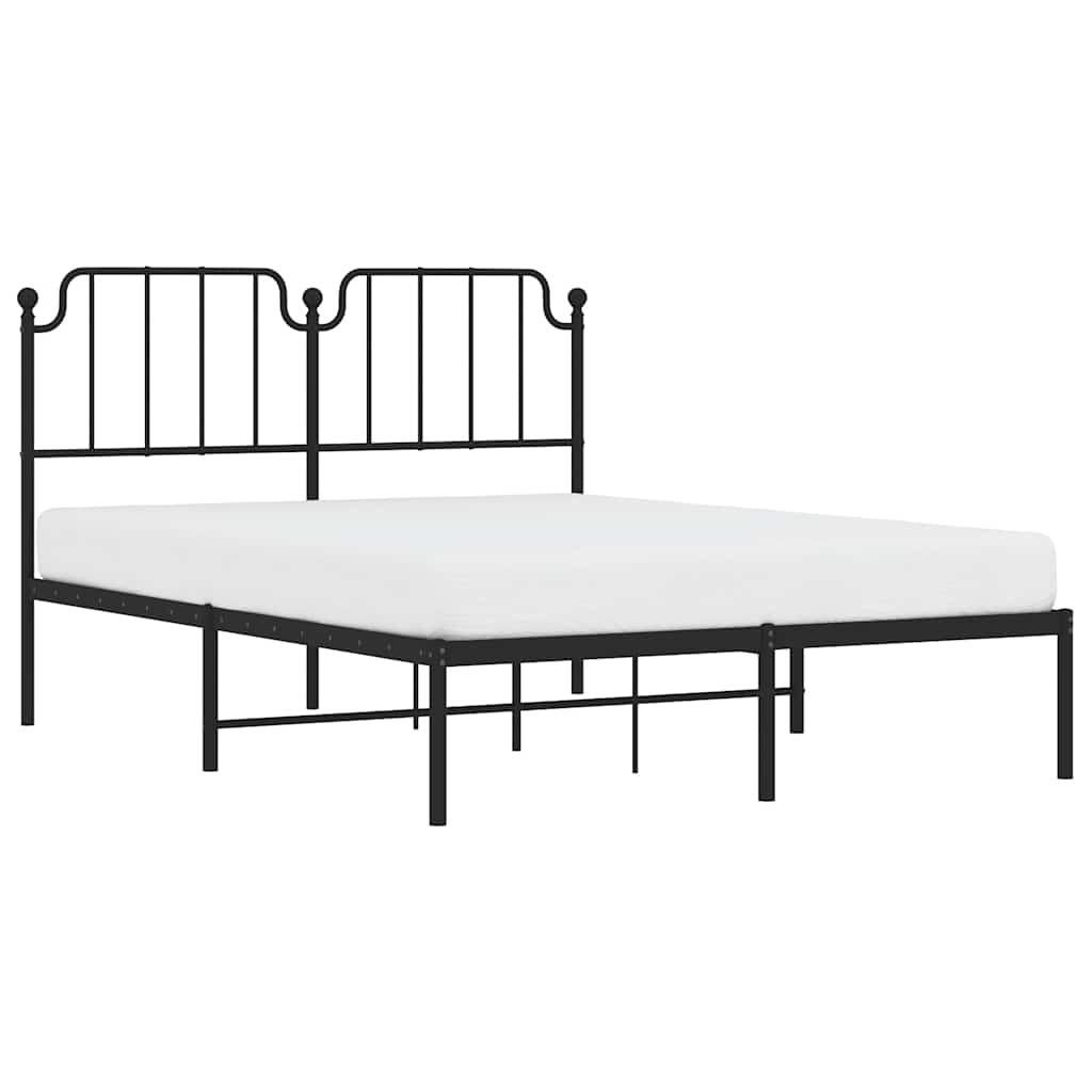 vidaXL estructura cama sin colchón con cabecero metal negro 135x190 cm