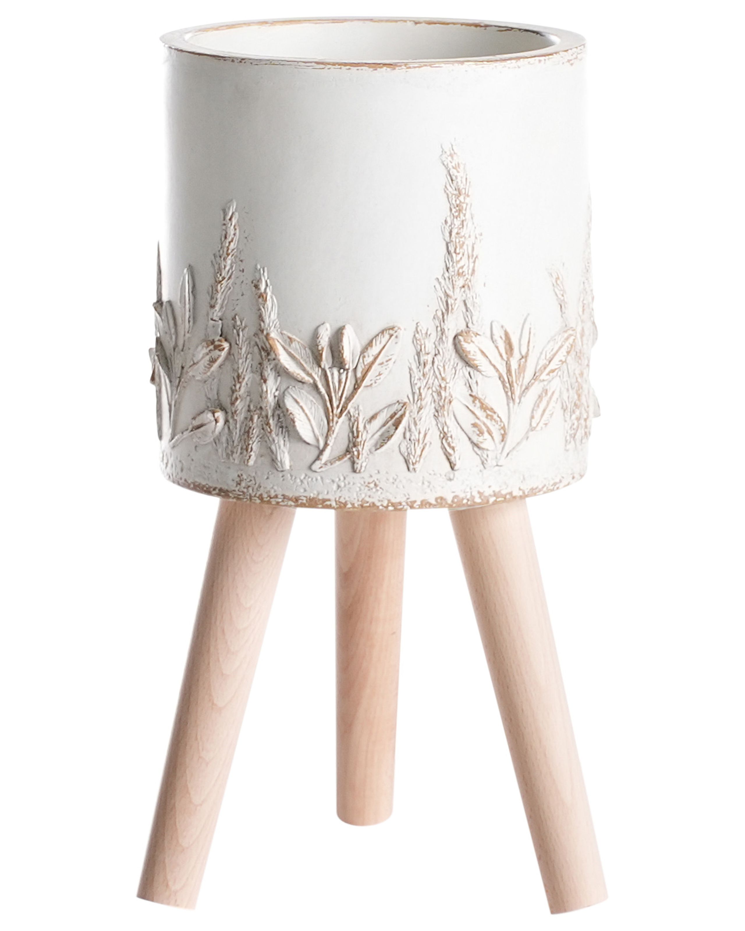 Maceta con patas preweza 23 cm blanco crema