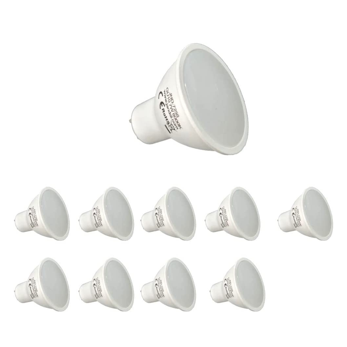 10x bombillas LED gu10 7w, 650 lm, luz fría 6000k