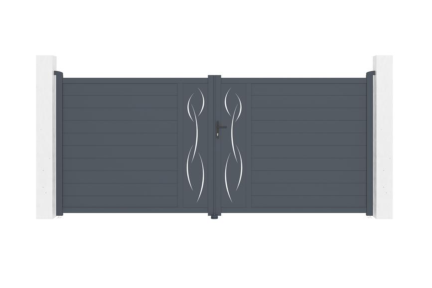 Puerta batiente regulable de ancho 4m life h.180cm aluminio gris