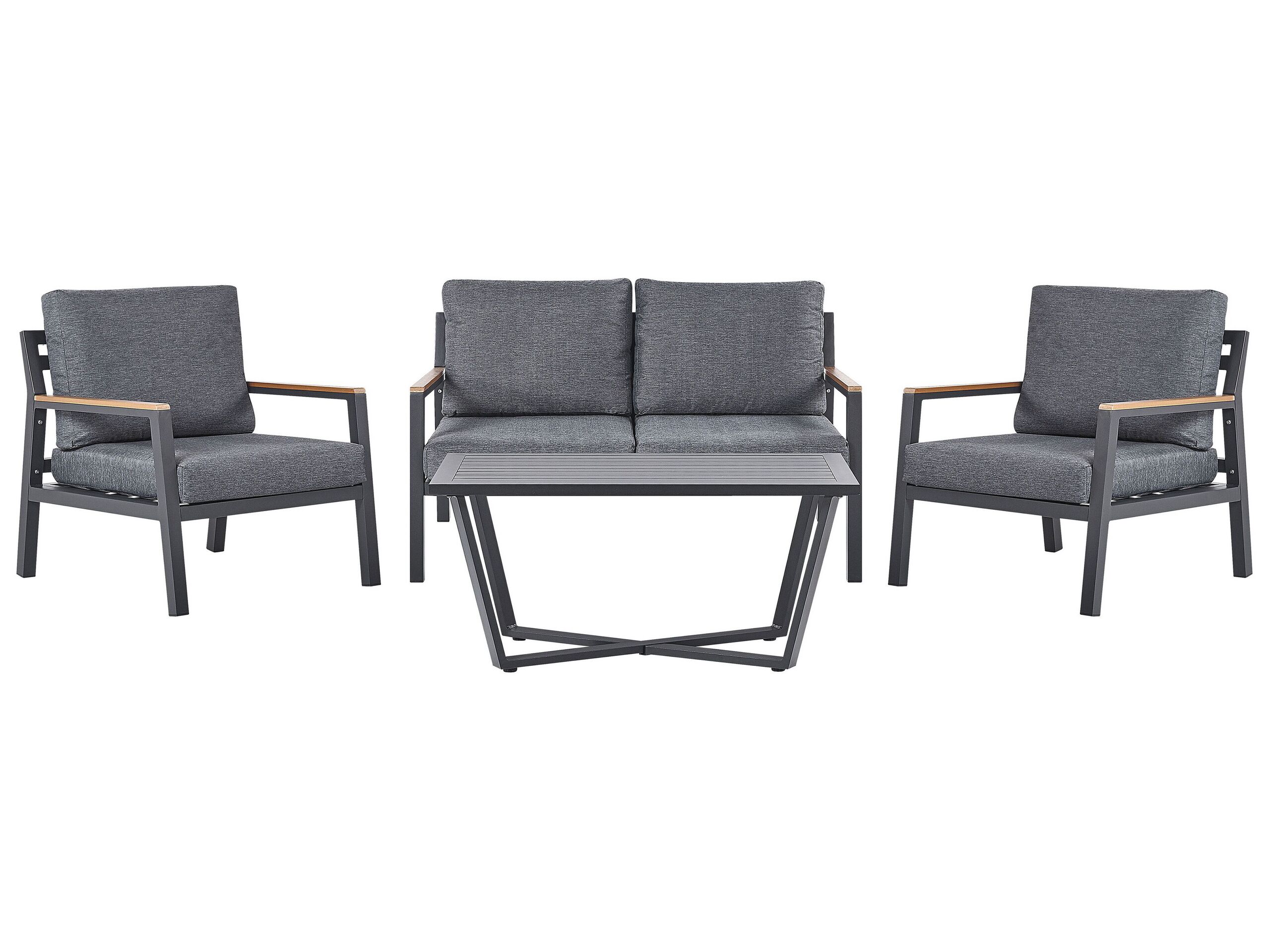Conjunto de jardín con mesa 4 plazas delia metal gris
