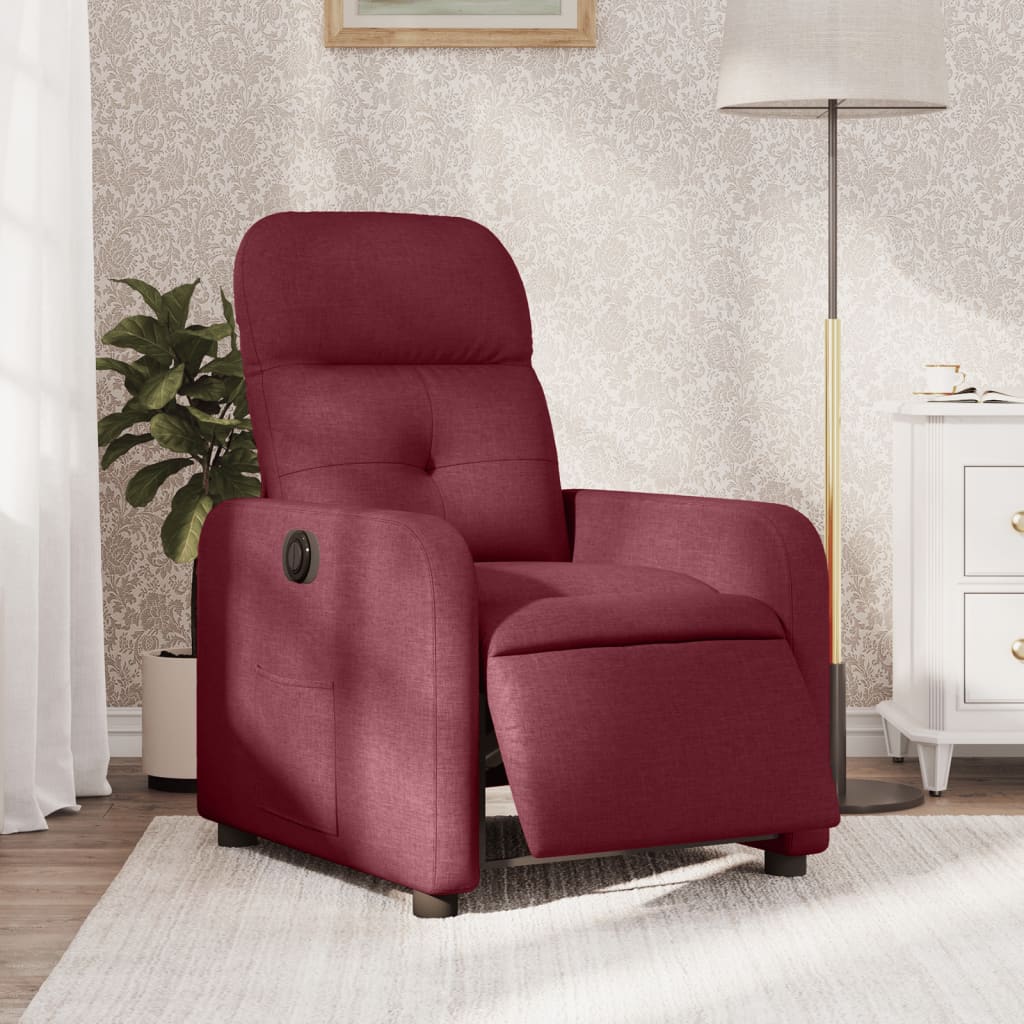 Sillón reclinable eléctrico tela rojo tinto qweo8282