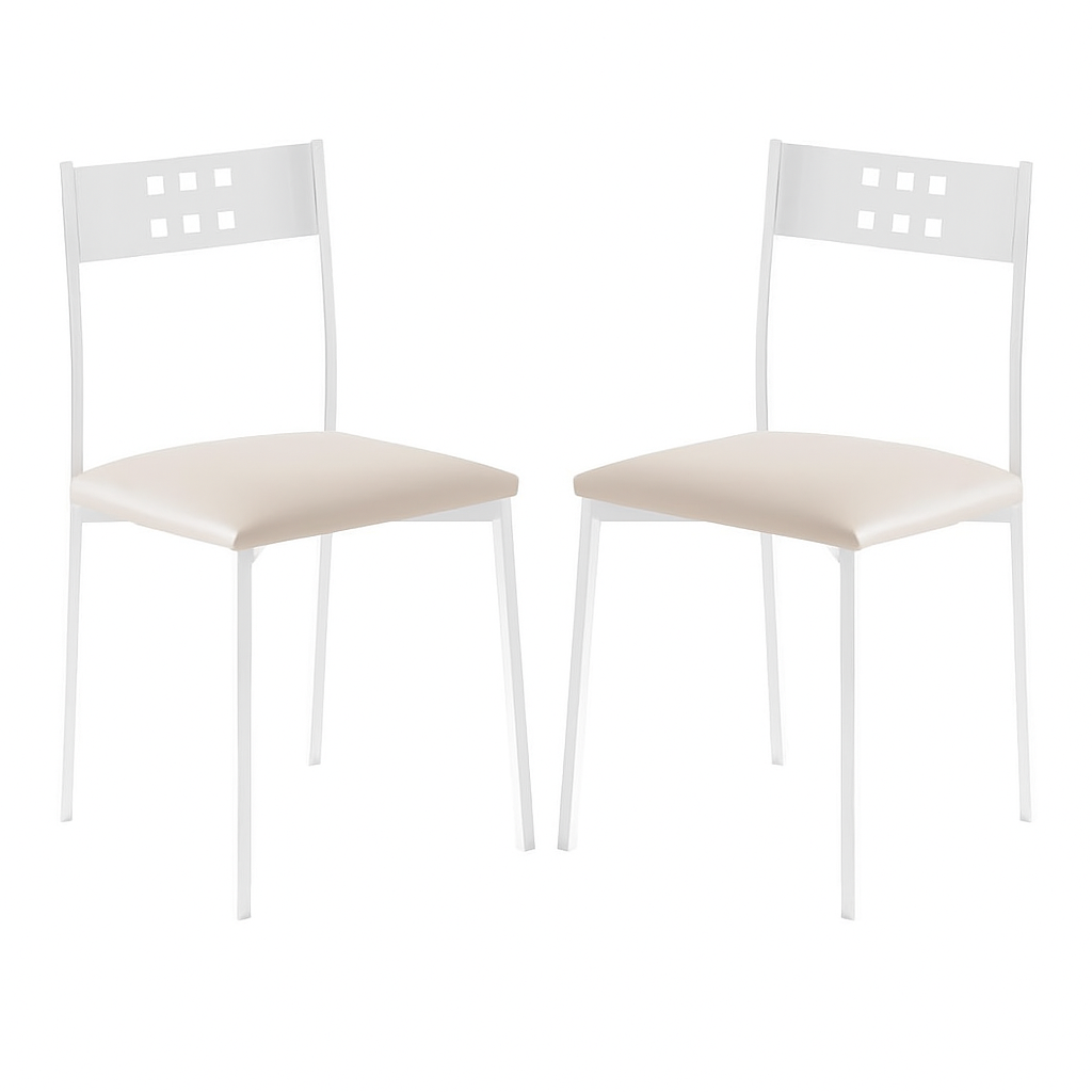 Momma Home set de 2 sillas de cocina xara white en polipiel beige