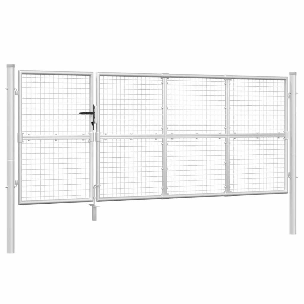 vidaXL puerta de jardín de malla color plata 350 x 125 cm acero galvanizado