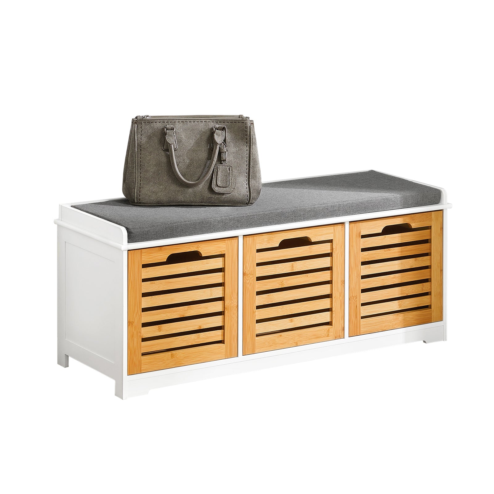Sobuy banco zapatero con cojines acolchados y cubos madera blanco
