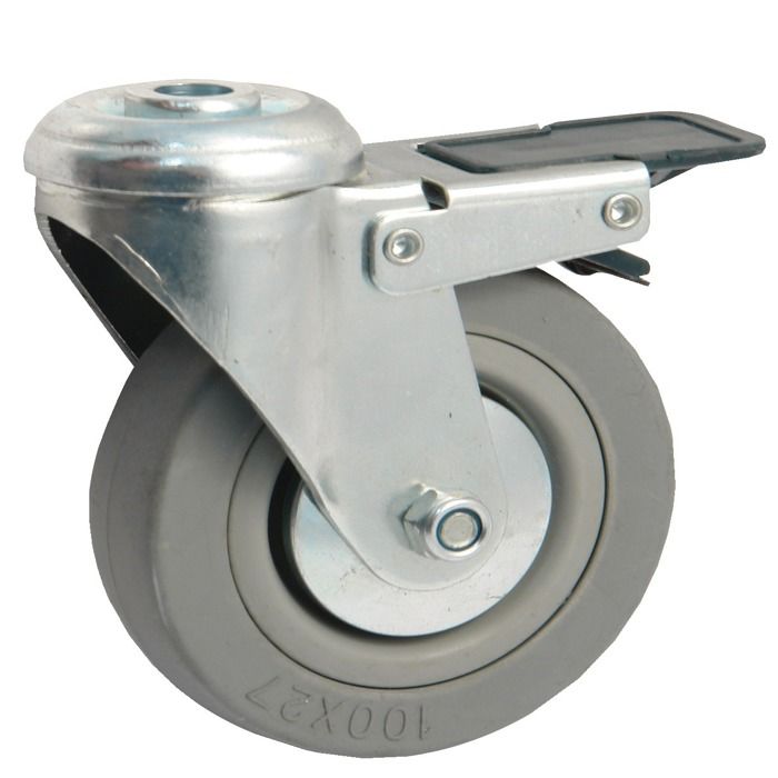 Rueda giratoria con ojo + freno avl - rueda de caucho ø 100 - carga 80 kg -
