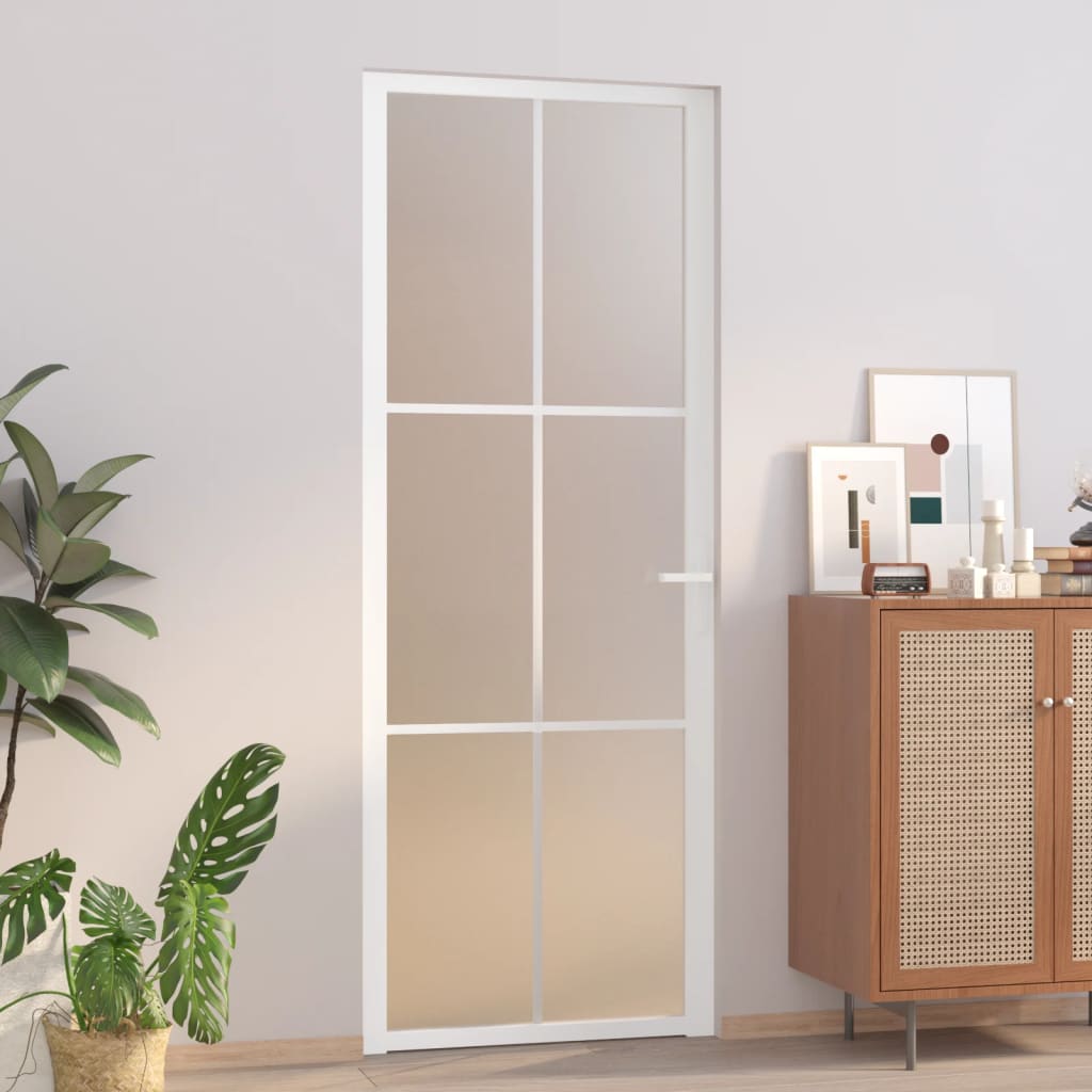 Puerta interior de vidrio y aluminio blanco mate 76x201,5 cm wef9448