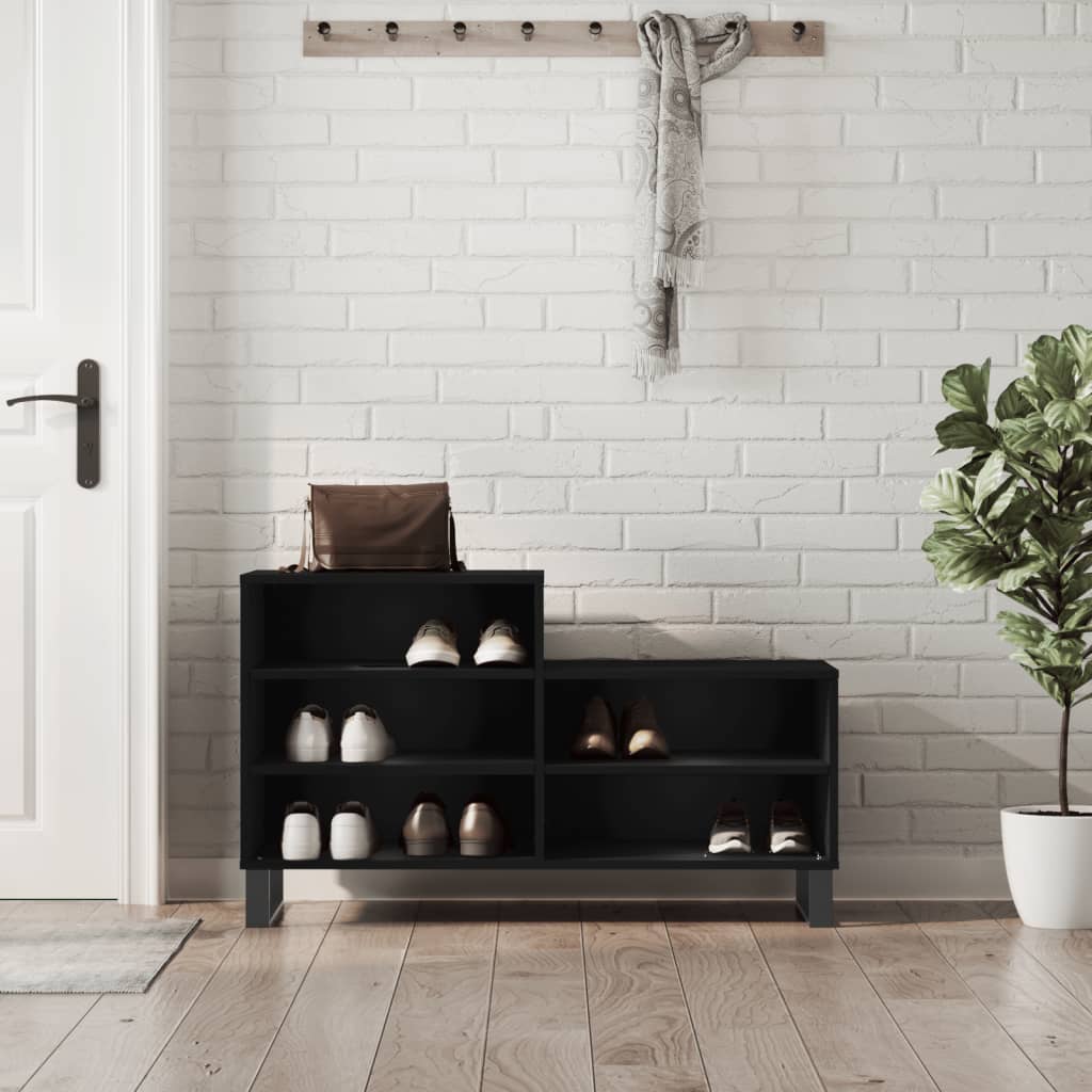 Mueble zapatero madera contrachapada negro 102x36x60 cm es3475