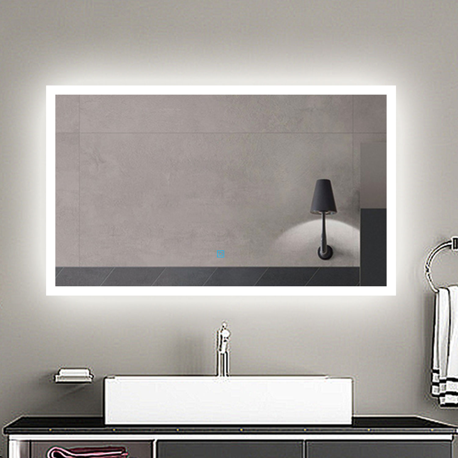 Aica espejo de baño LED 120 x 70 cm, antivaho,luminosidad regulable