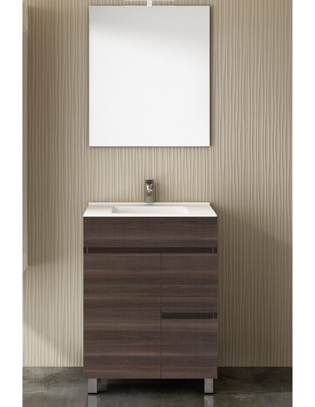 Mueble de baño isquia con lavabo y espejo 60x35cm fresno tea
