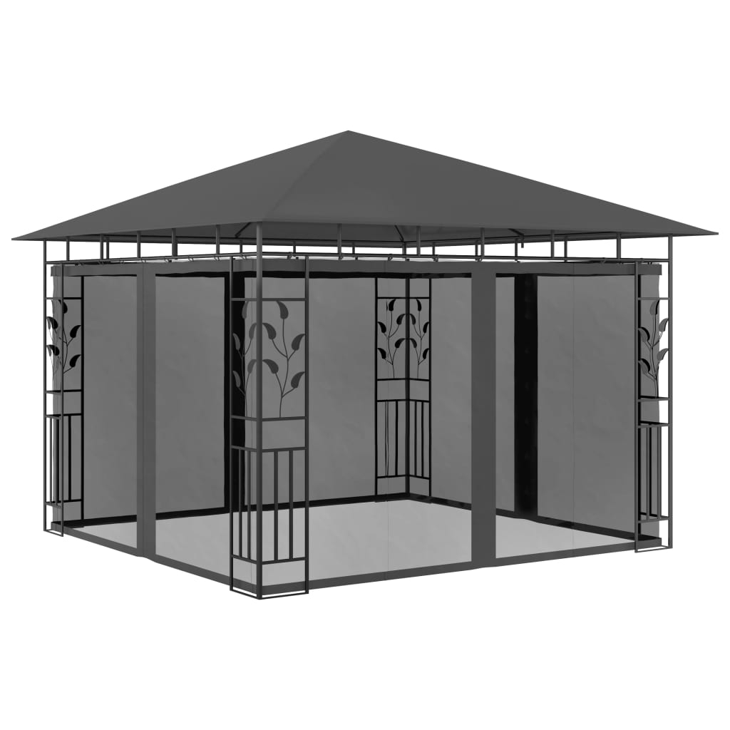 vidaXL cenador con mosquitera gris antracita 3x3x2,73 m 180 g/m²